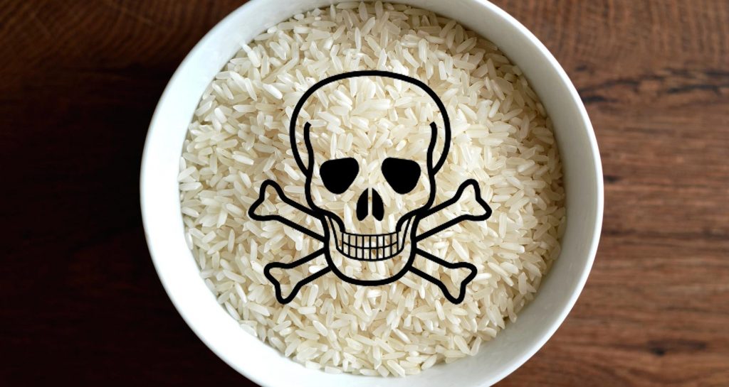 bowl of rice with poison symbol