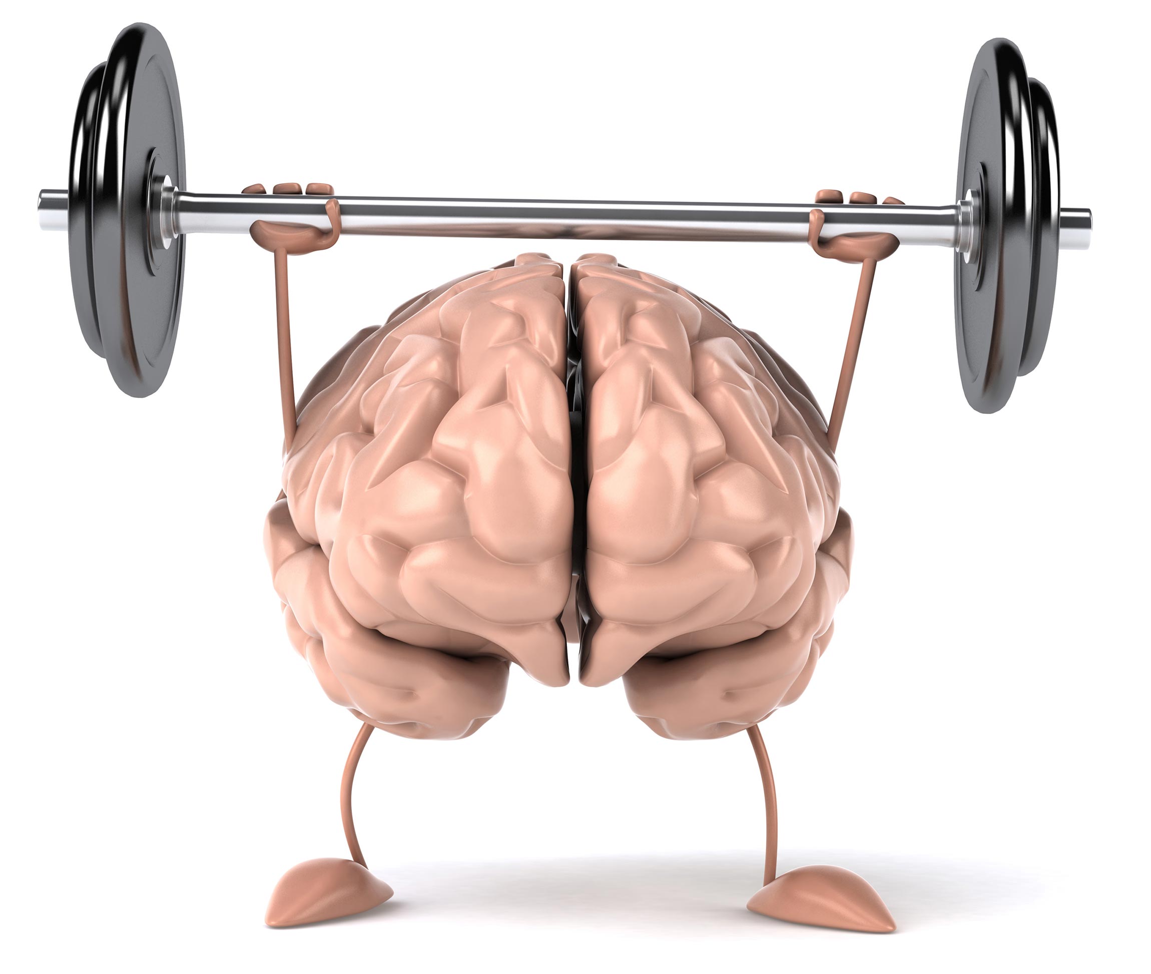 cartoon brain weightlifting