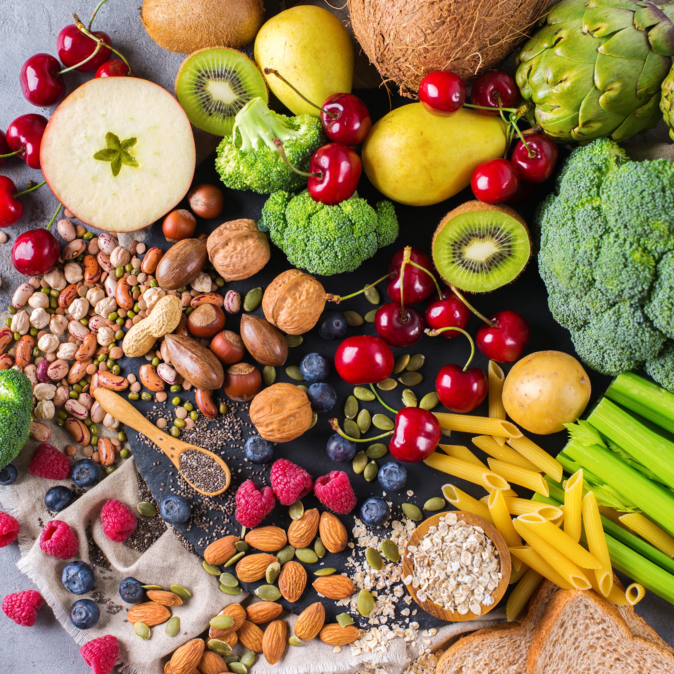 selection of variety of fruits and vegetables