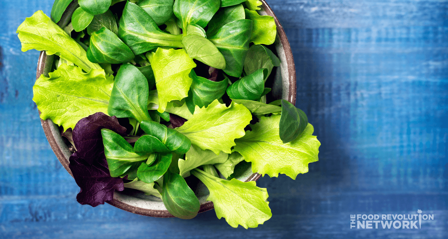 Lettuce and leafy greens in a bowl