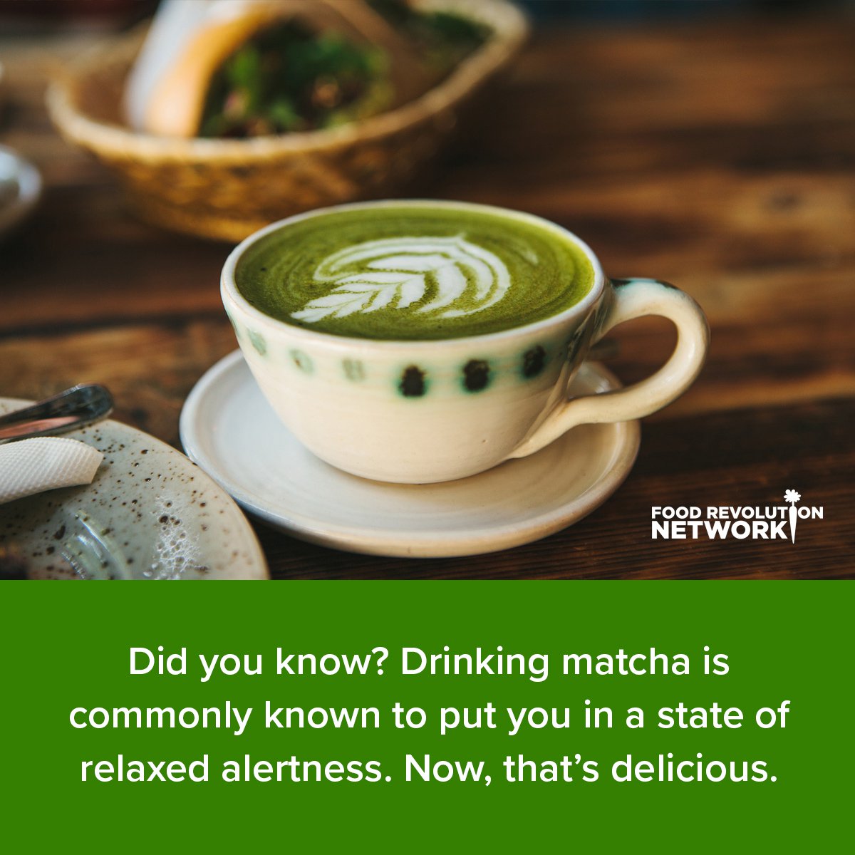 Did you know? Drinking matcha is commonly known to put you in a state of relaxed alertness. Now, that's delicious.