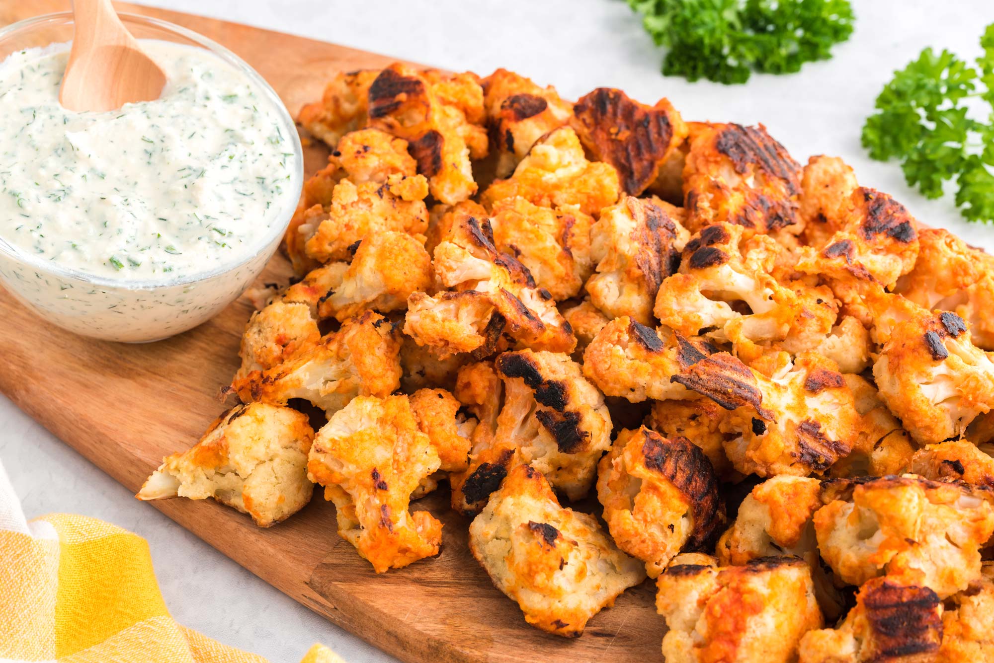 Buffalo Cauliflower with Creamy Tofu Ranch Dressing