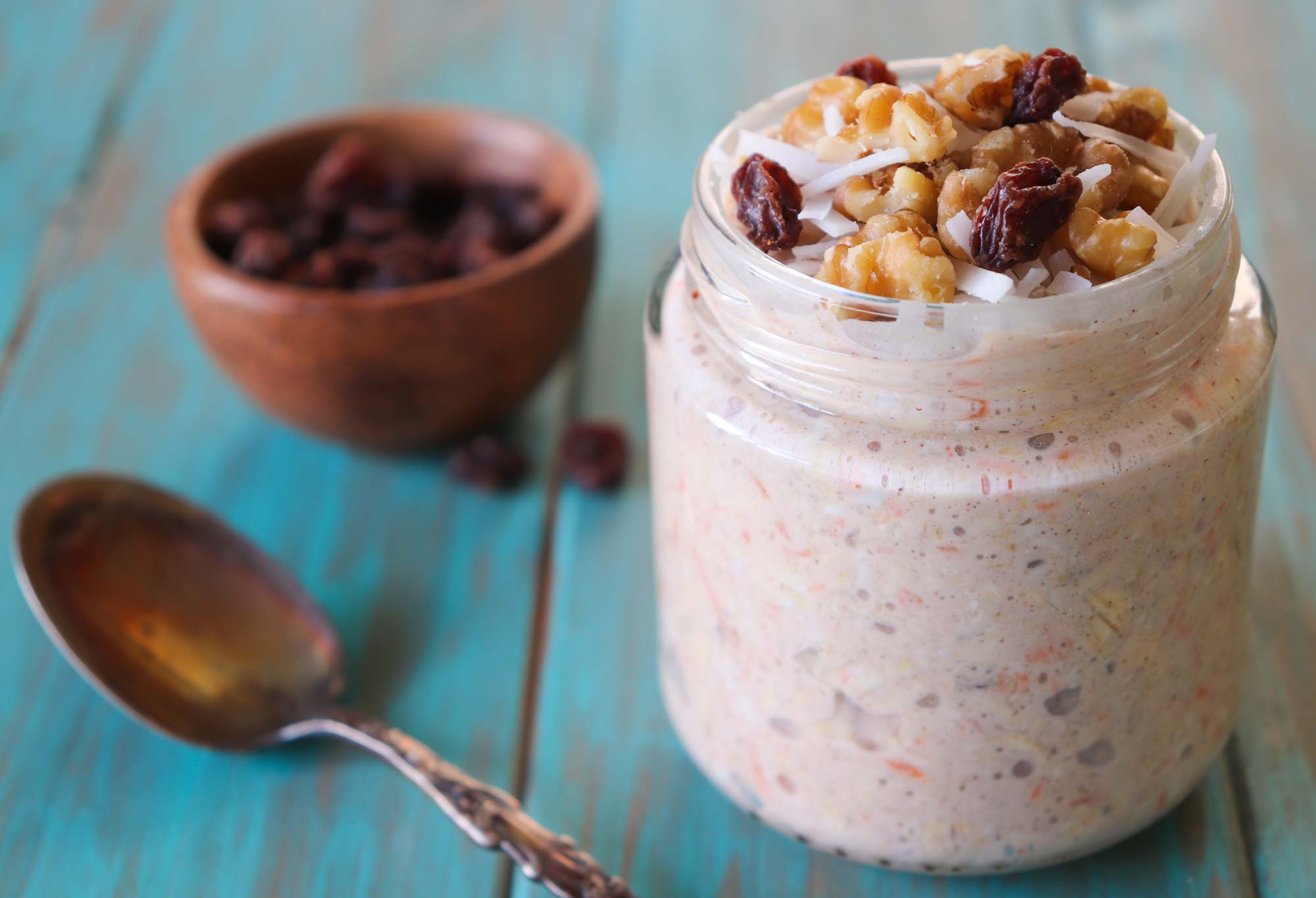 carrot cake overnight oats in jar