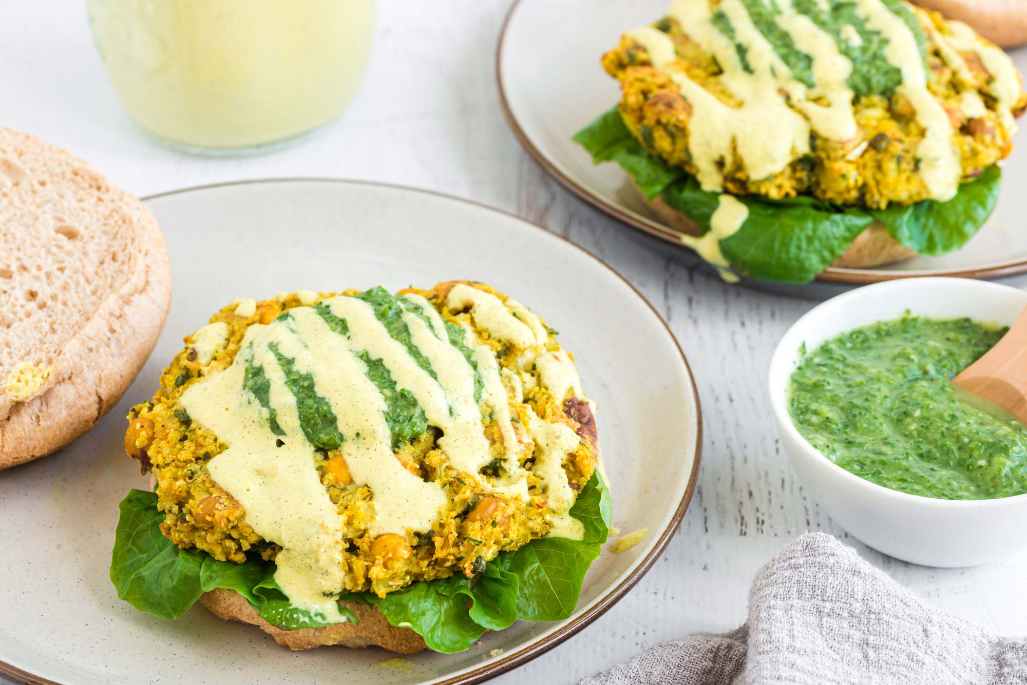 chickpea and potato samosa burger