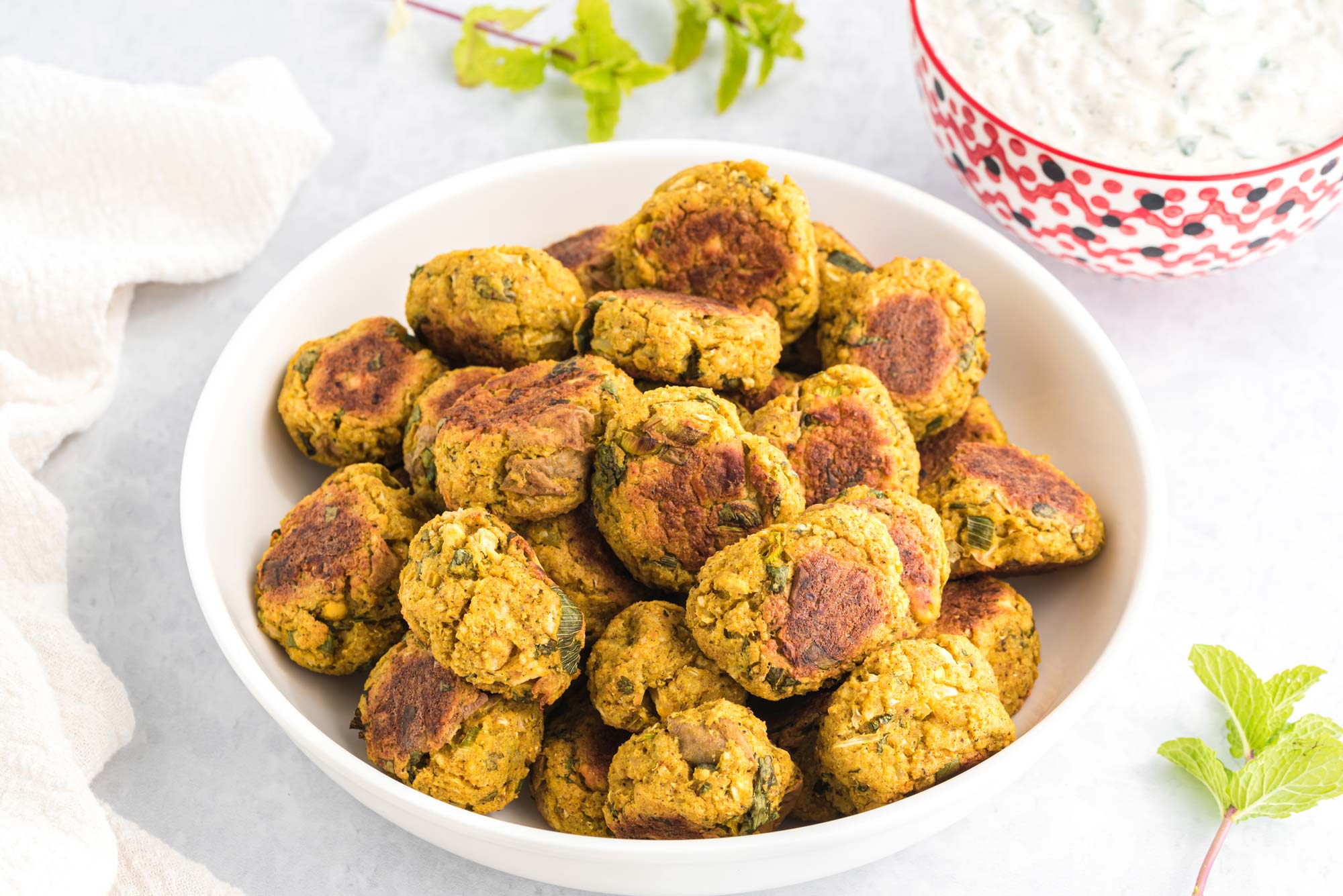 chickpea potato samosa bites in bowl