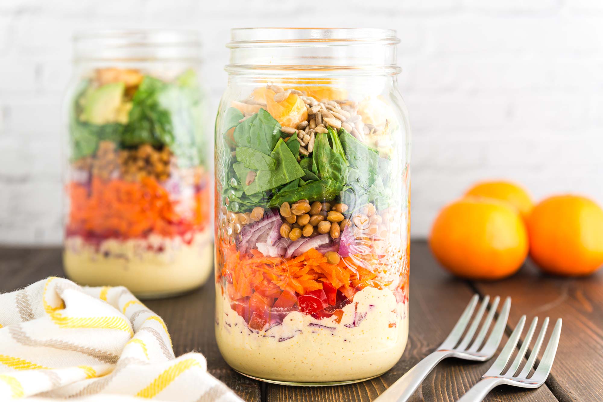 Mason Jar Salads with Citrus Vinaigrette - Dinners Swerved