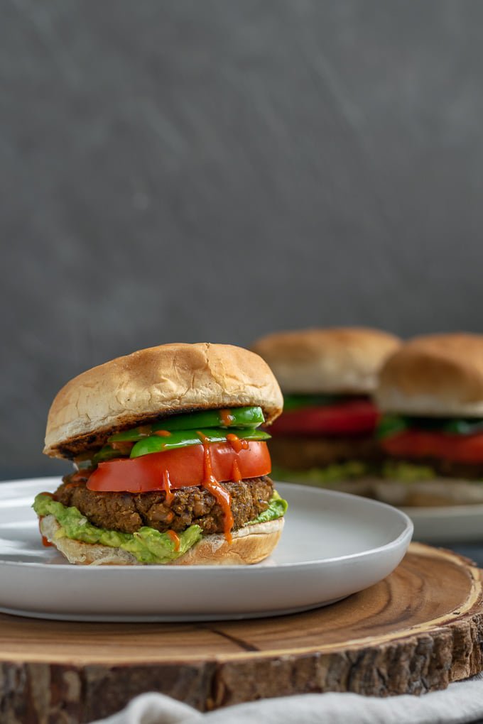 Curry seitan and black eyed pea burger