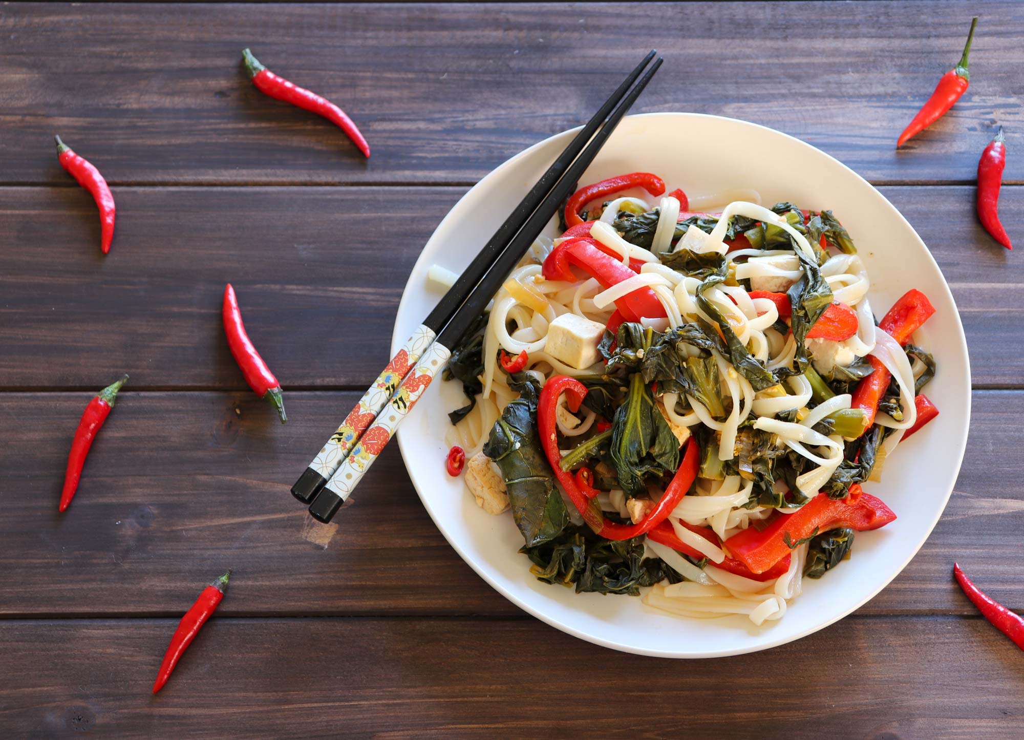 drunken noodles in a bowl