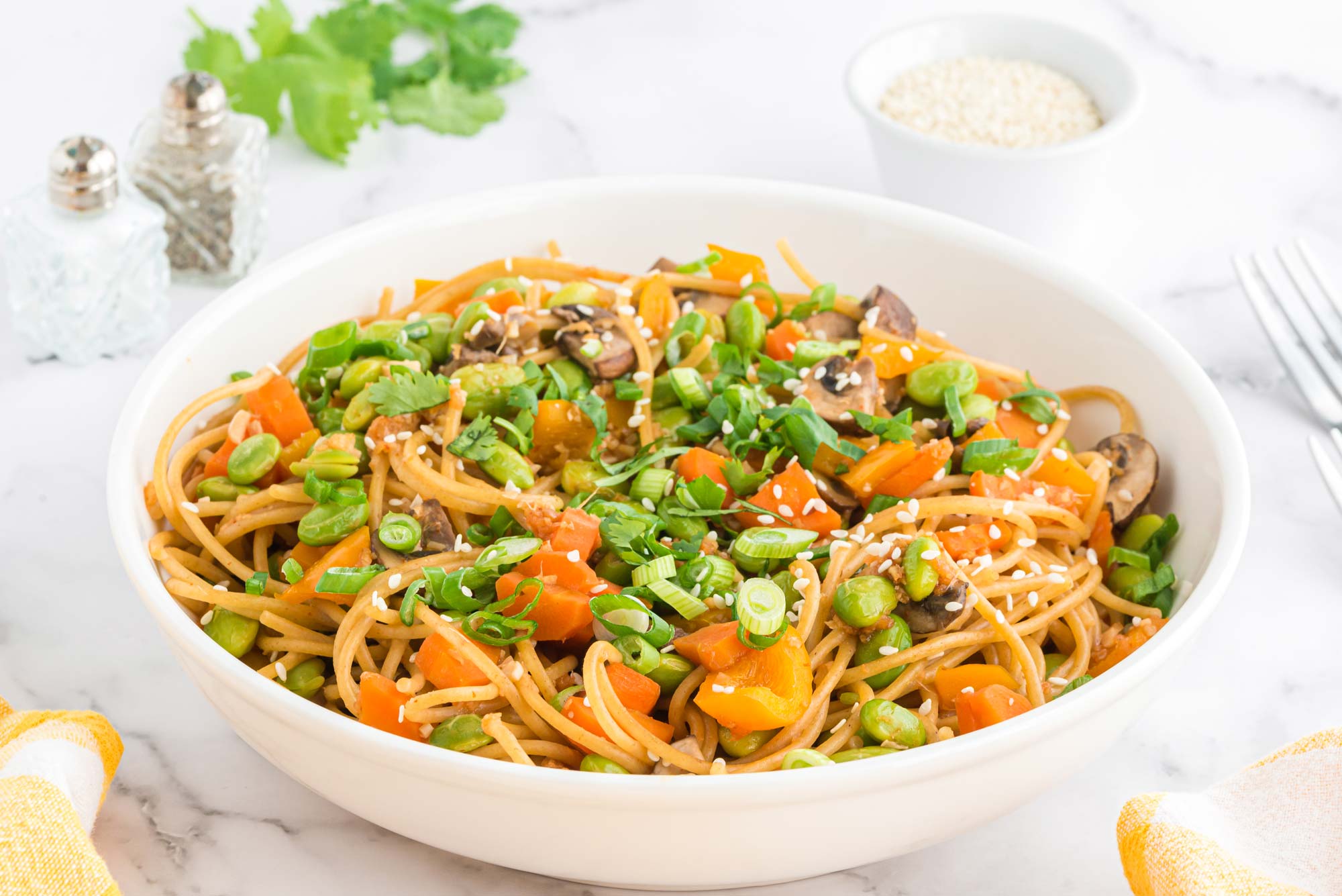 Ginger Carrot Edamame Noodles