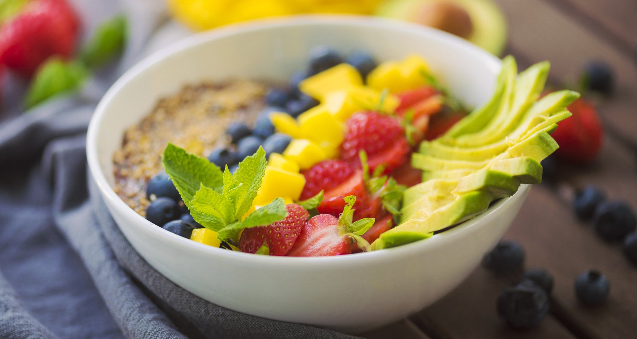 A bowl of colorful plant-based foods