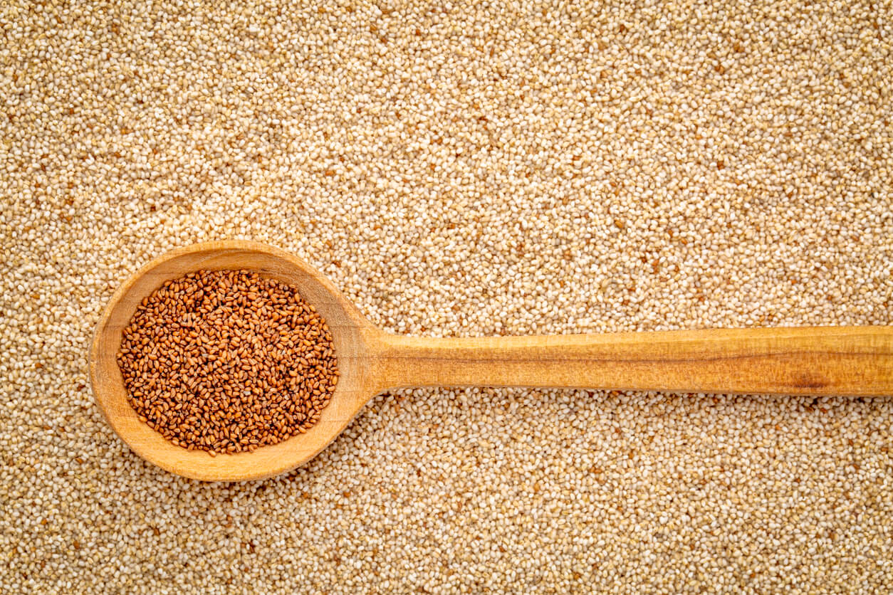 brown and ivory teff grain