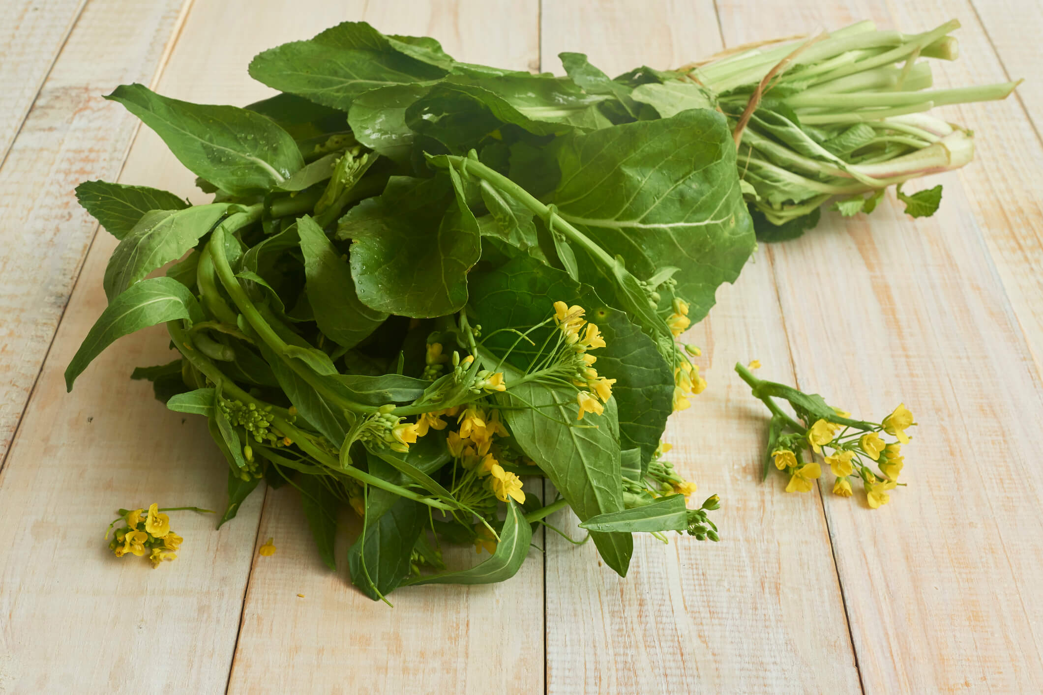 Spring vegetables and fruits: mustard greens