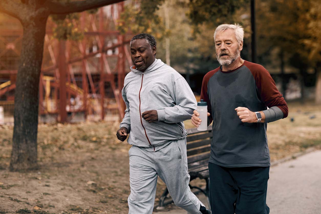 senior men jogging