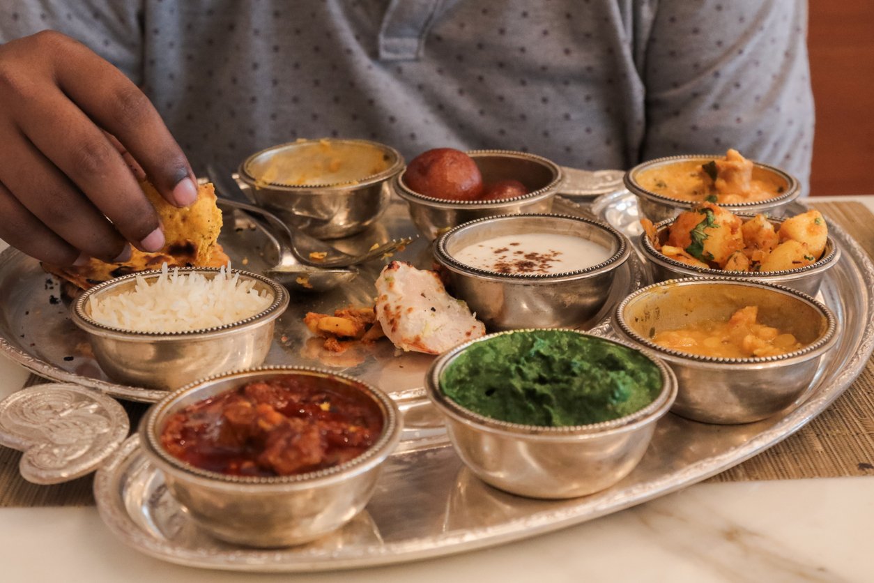 Indian Thaali Meal with Lassi