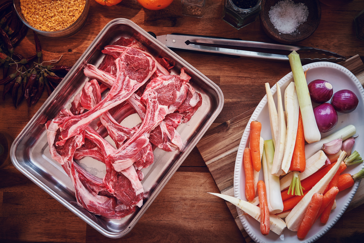Preparing Lamb Chops with Root Vegetables
