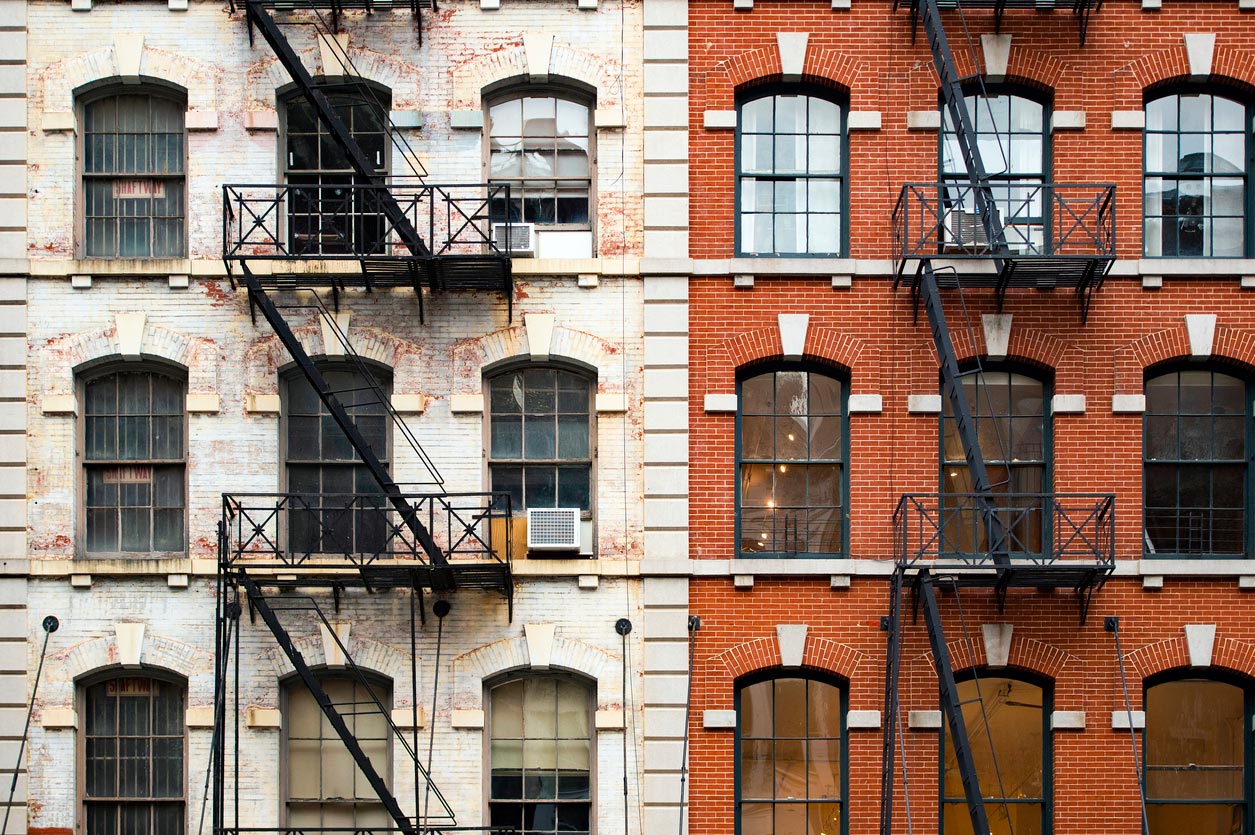 Urban apartment building facade