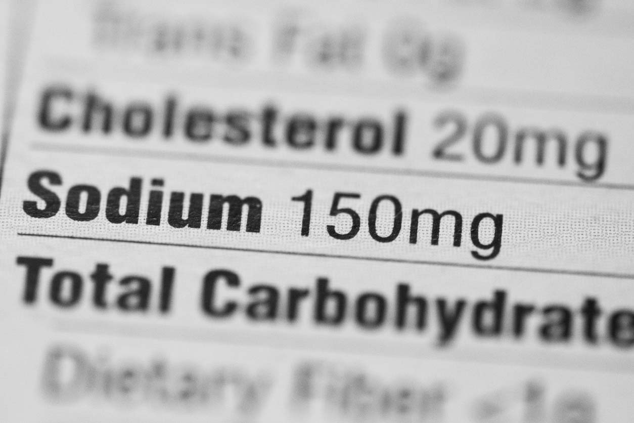 Sodium facts: Nutrition label with sodium in focus