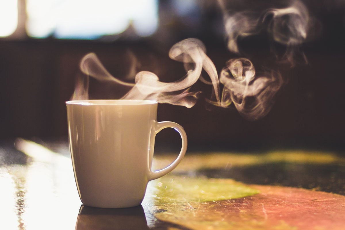 steaming coffee cup