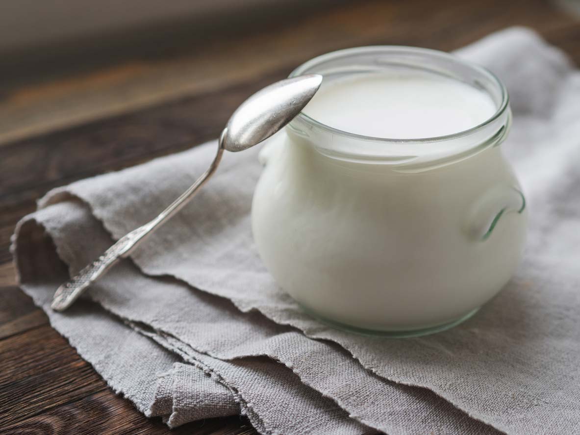 Homemade vegan yogurt in glass jar