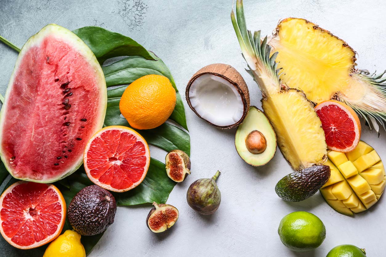 variety fruits on background