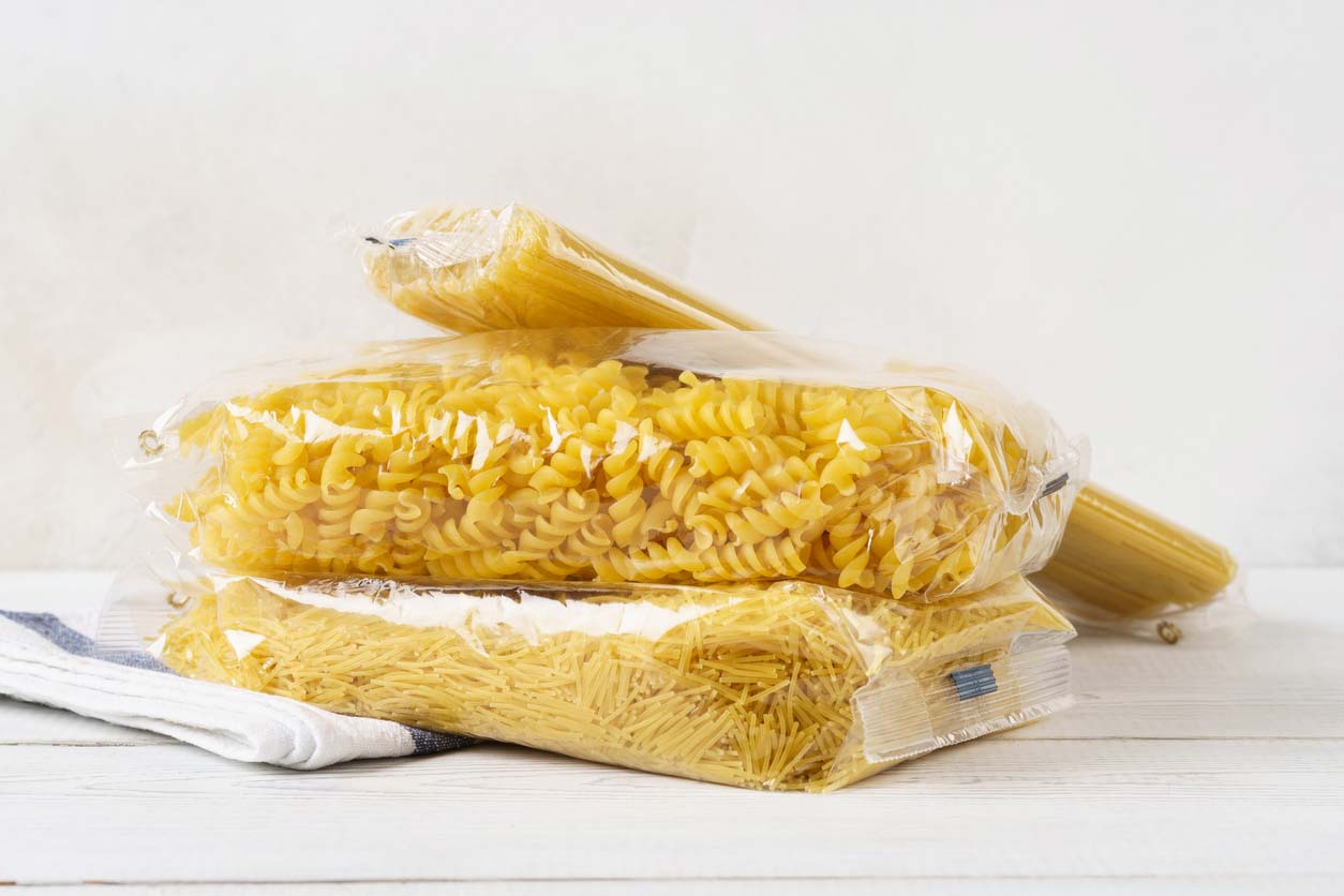 Refined wheat pastas in bags