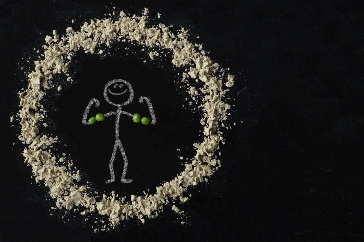 Pea protein powder stick figure