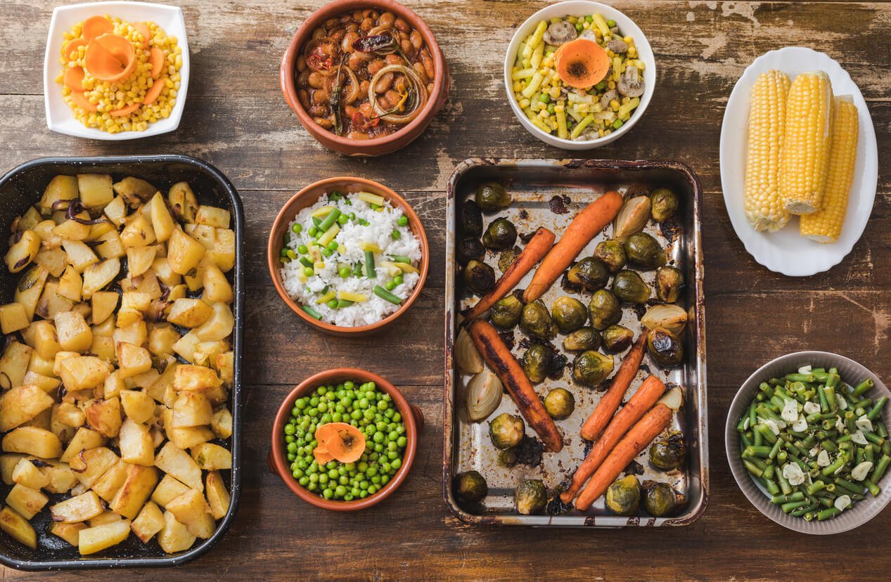 thanksgiving dining side dishes on table