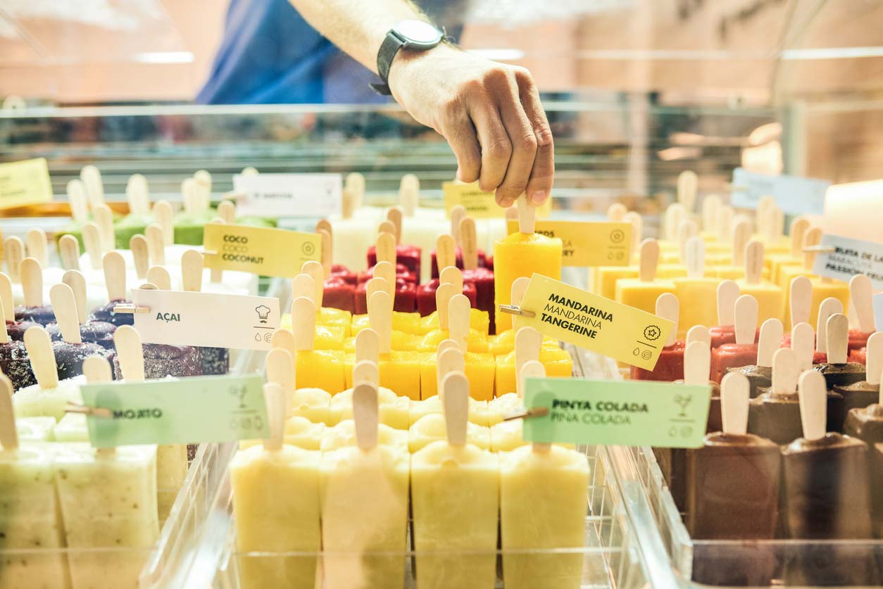 display of a variety of flavored popsicles