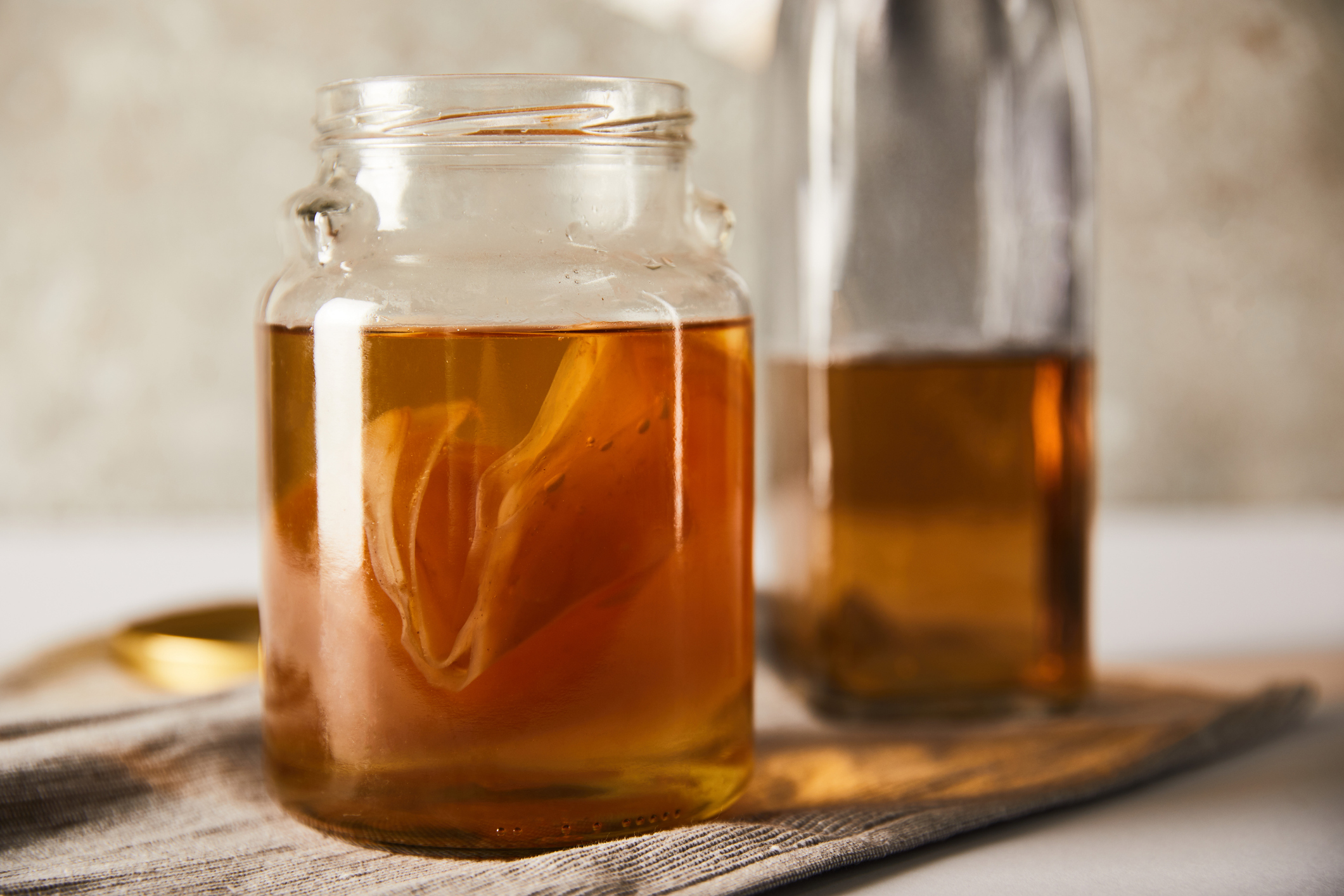 kombucha tea in a jar