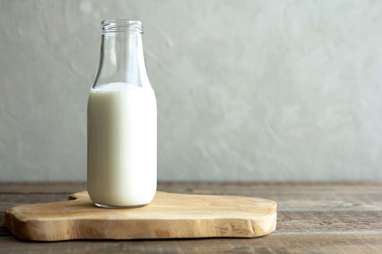 Buttermilk in glass milk bottle