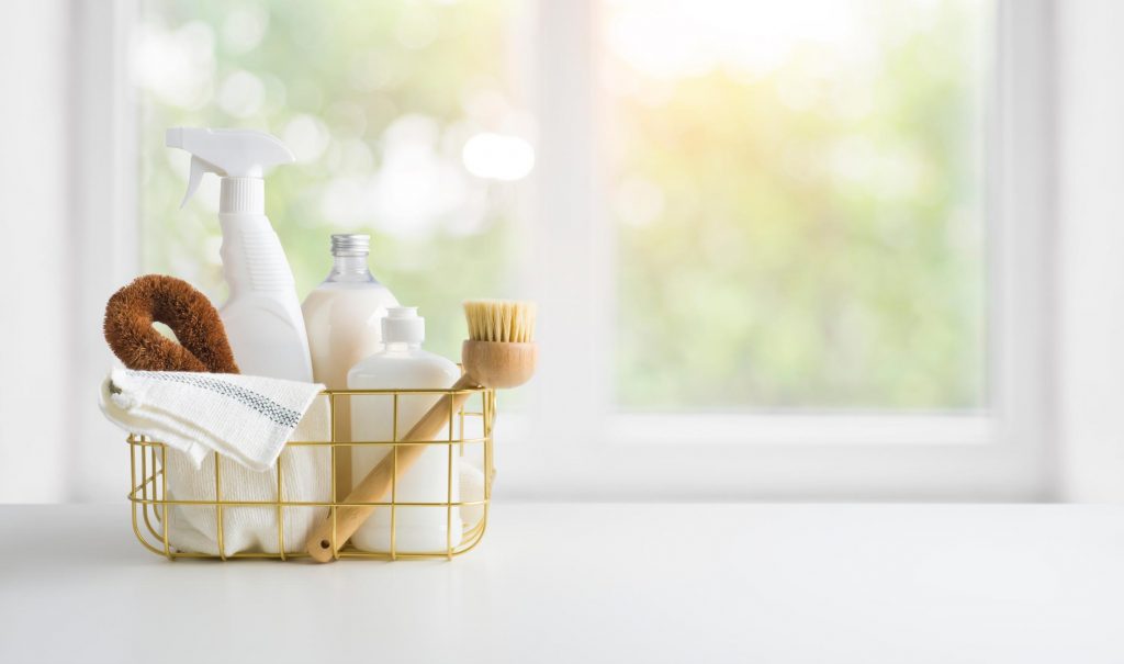 Safe cleaning products in a bathroom