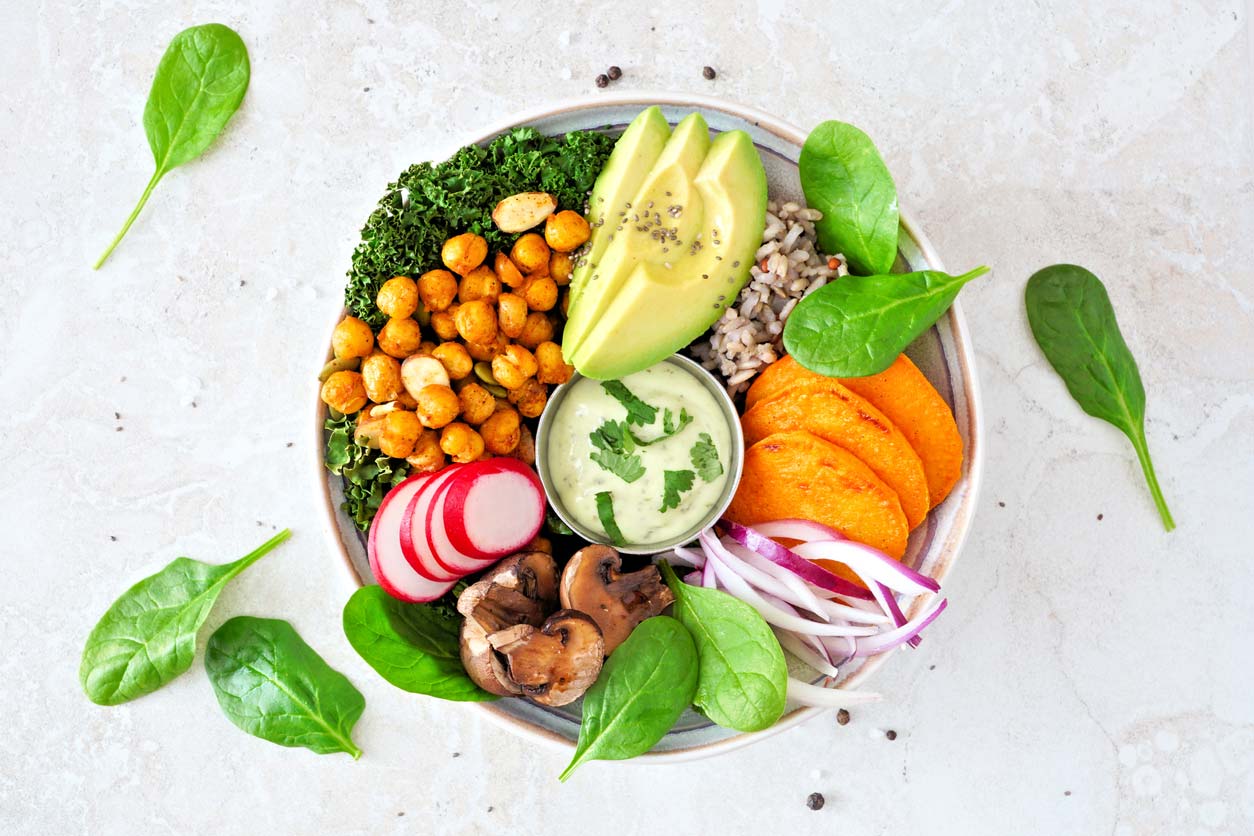sources of b vitamins in a vegan lunch bowl