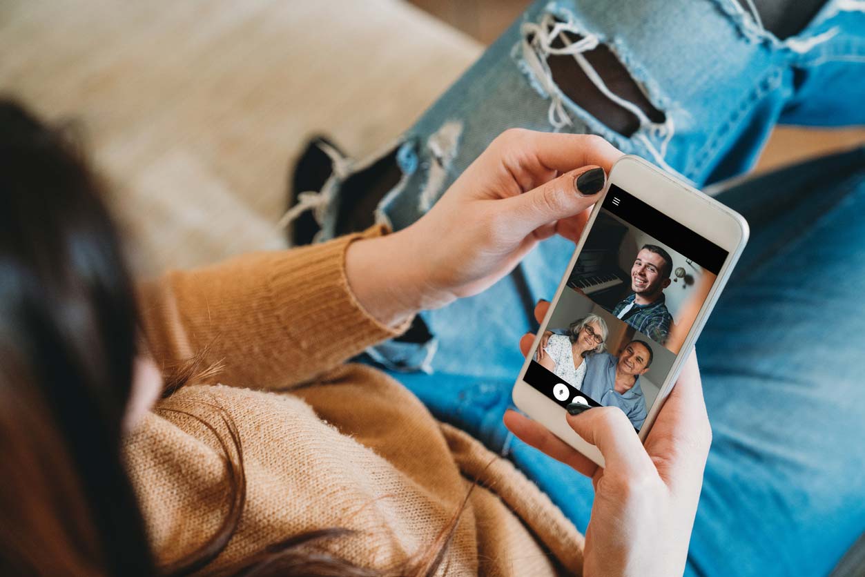 connecting via video chat with family