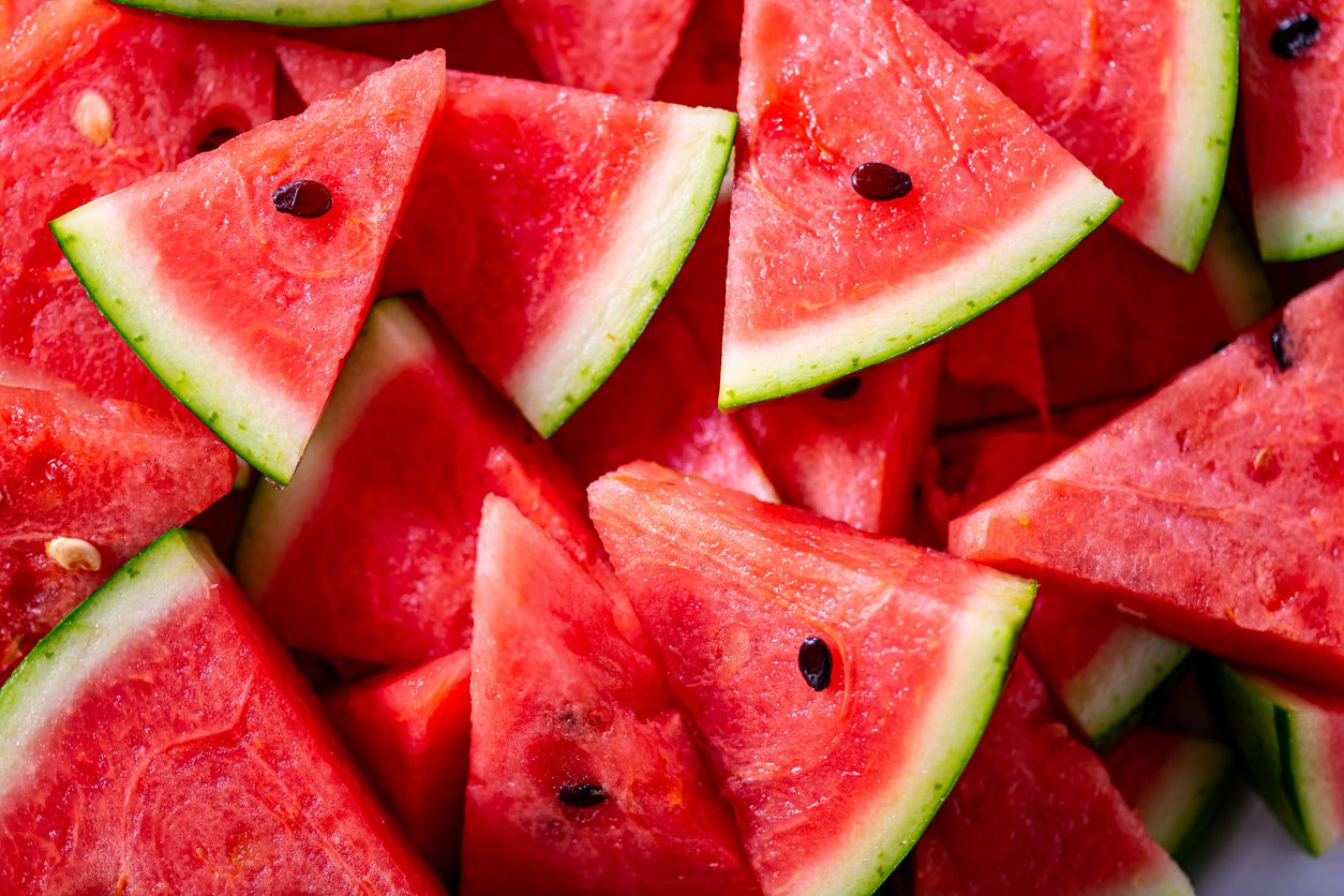 Closeup of sliced watermelon as texture background.