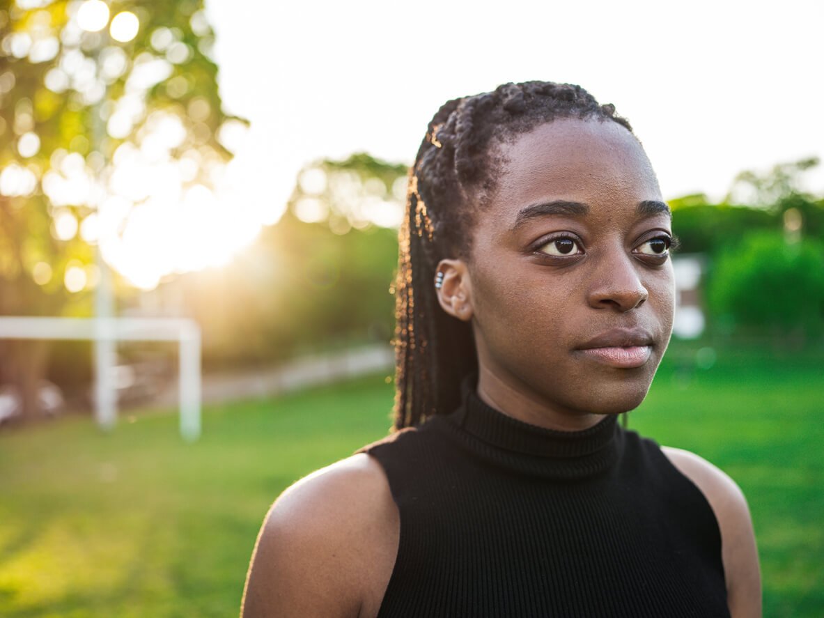 outdoor portrait of young African woman