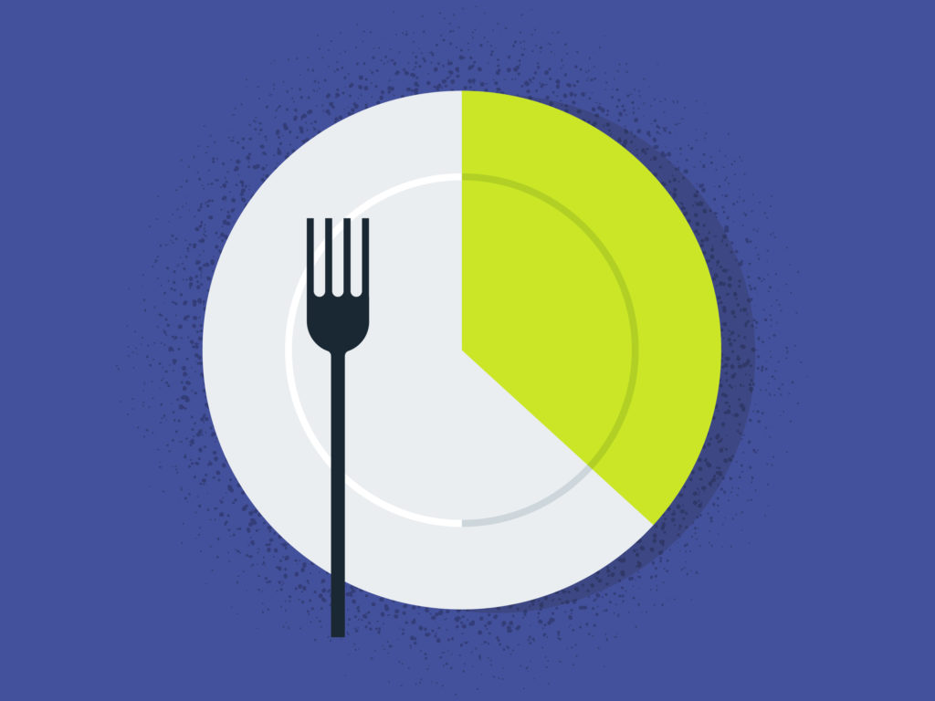 Serving size vs portion size illustration concept