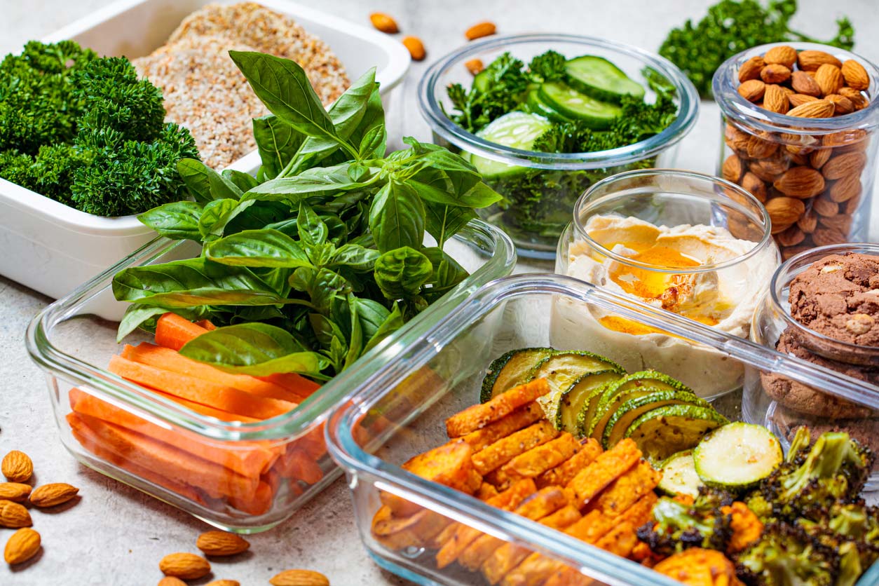 food in meal prep containers