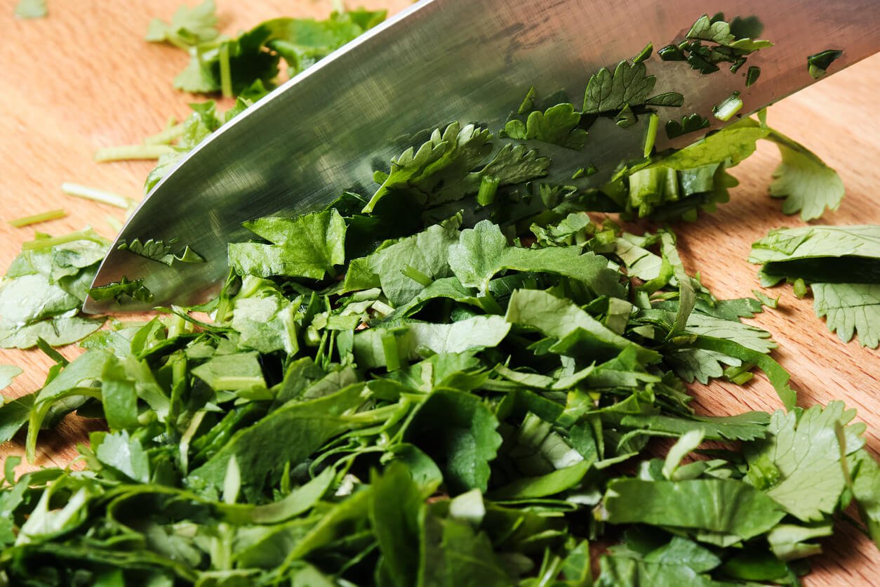 chopping parsley