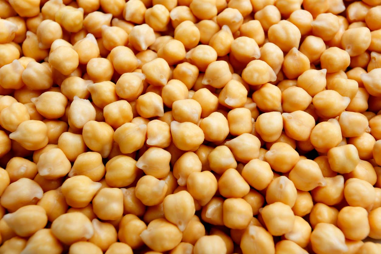 close-up of garbanzo beans