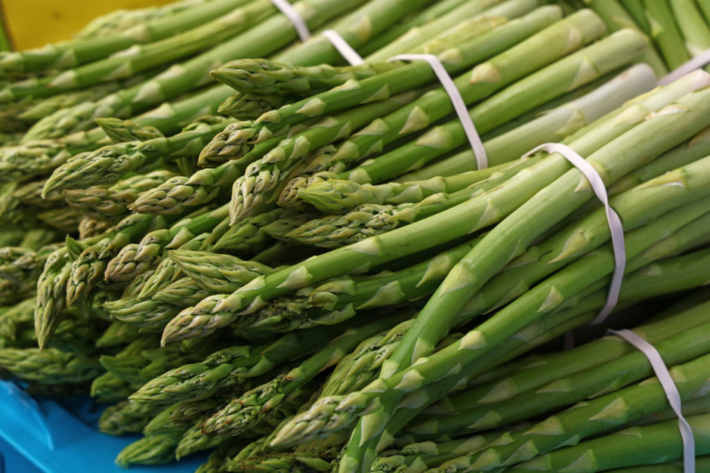 Bunches of fresh green asparagus