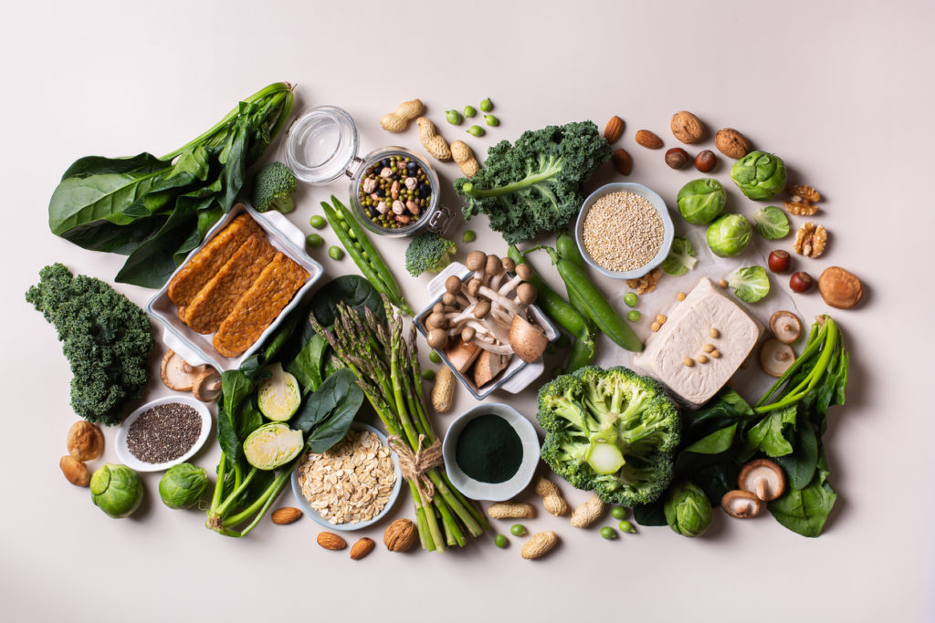 Variety of healthy vegan, plant based foods