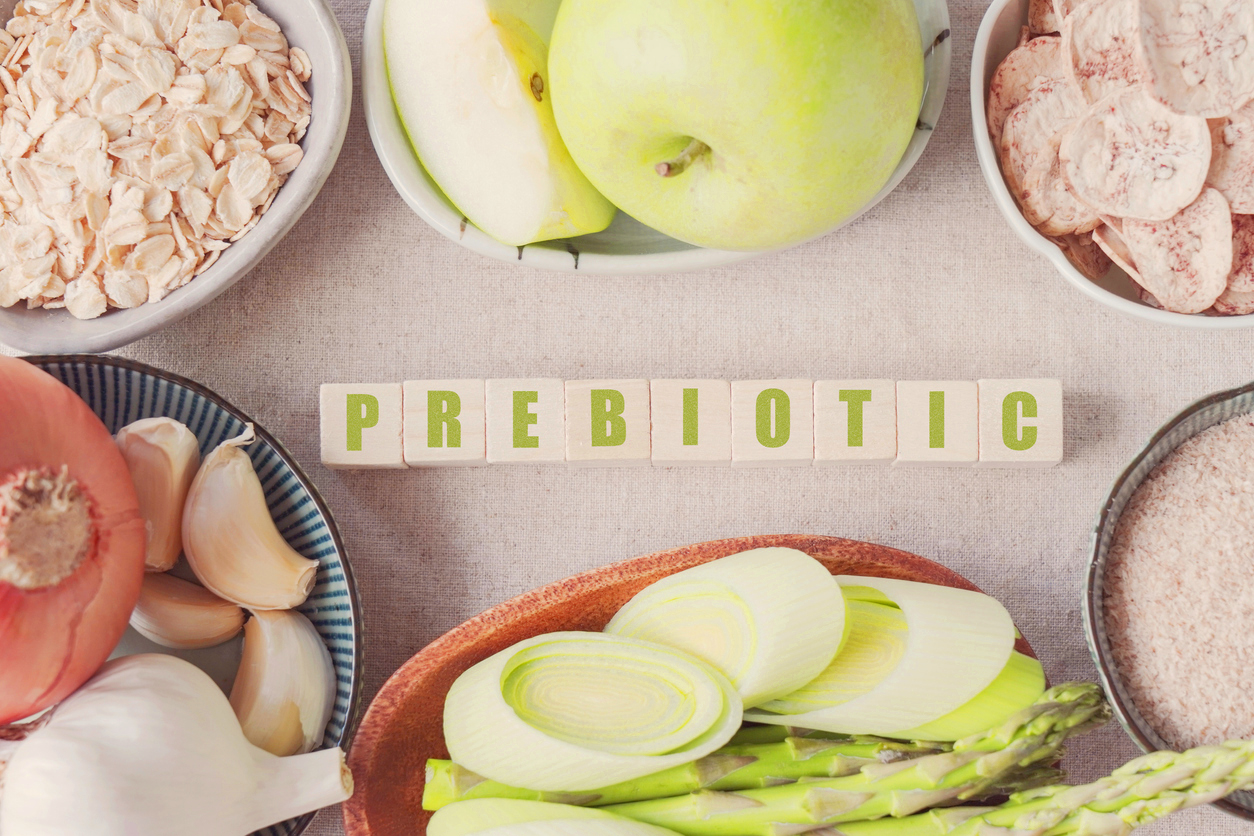 Variety of prebiotic foods for gut health
