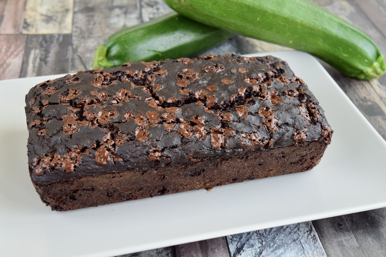 Homemade Chocolate Zucchini Bread, selective focus