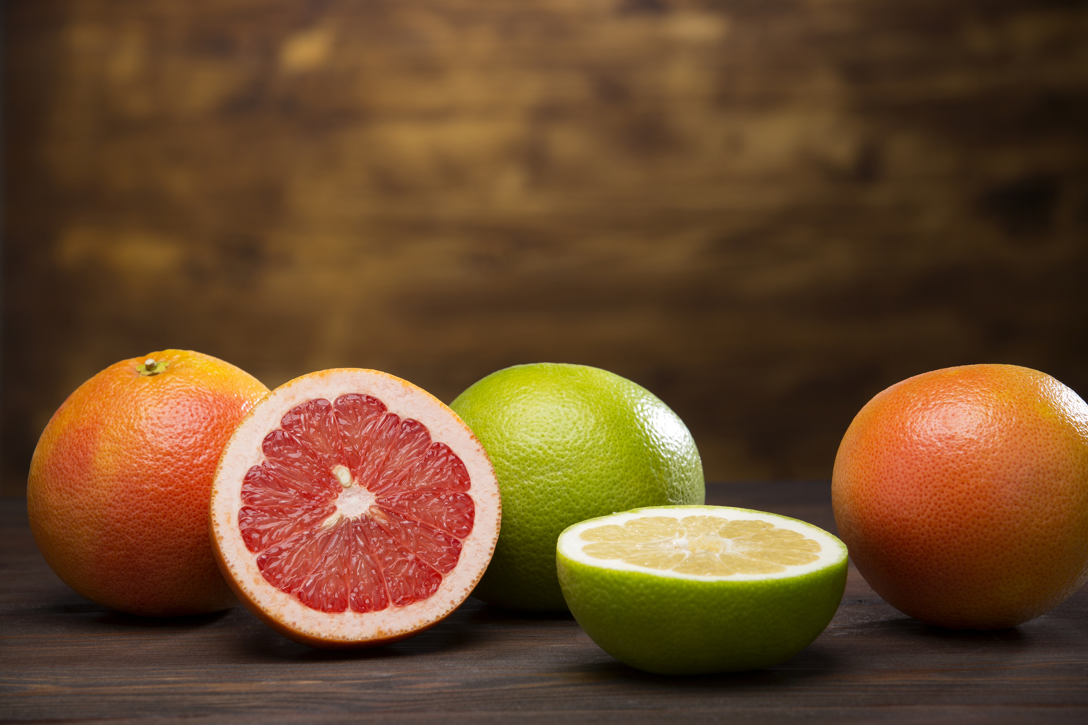 red and green grapefruit