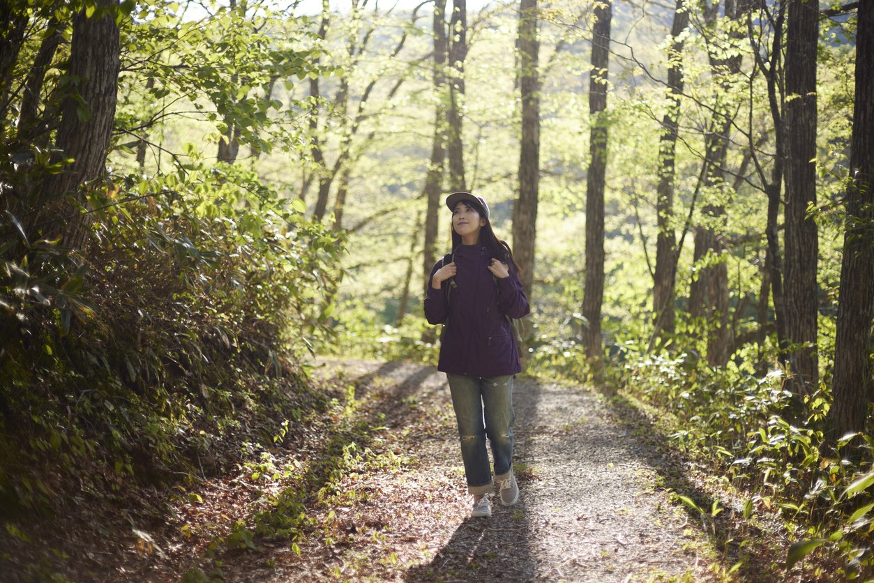 Japanese woman enjoy mountain climbing