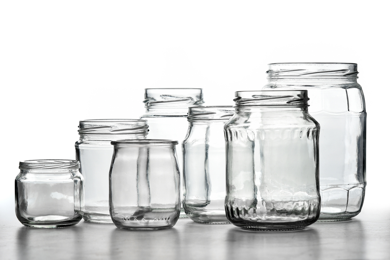 Open Empty Glass Transparent Jar On White Background