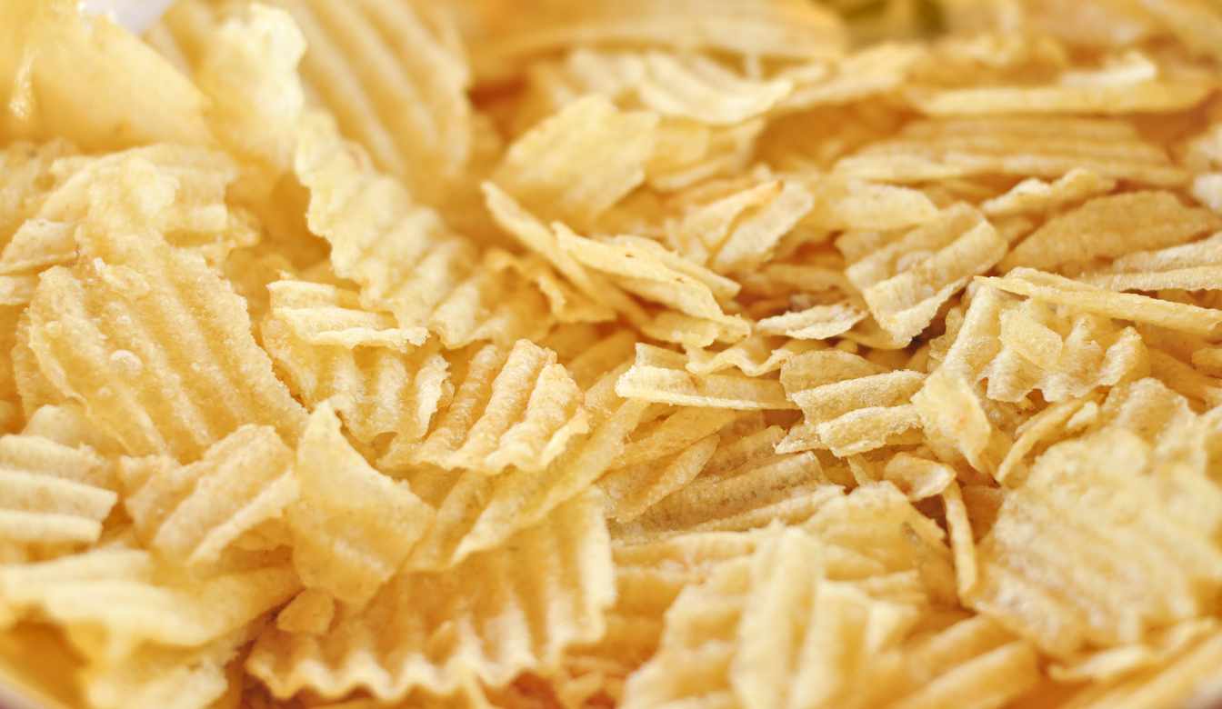 Macro shot of potato chips