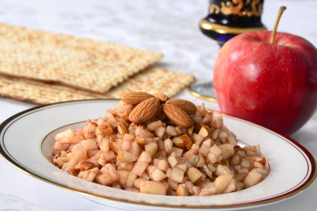 Traditional Ashkenazi charoset made of apples, nuts, cinnamon, and wine, used in the Passover seder