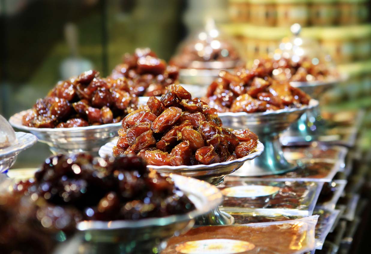 variety of dates in different bowl displays