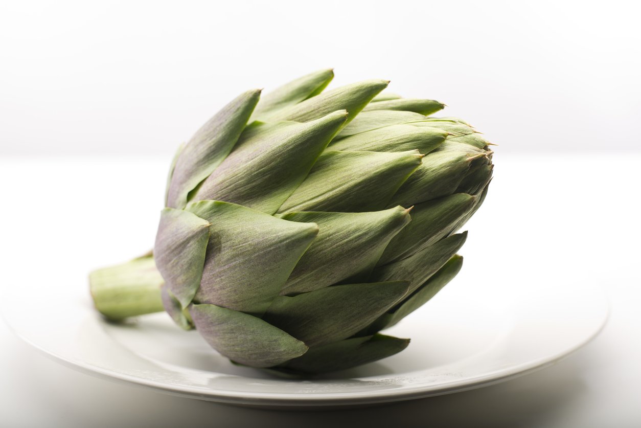 Artichoke on White plate